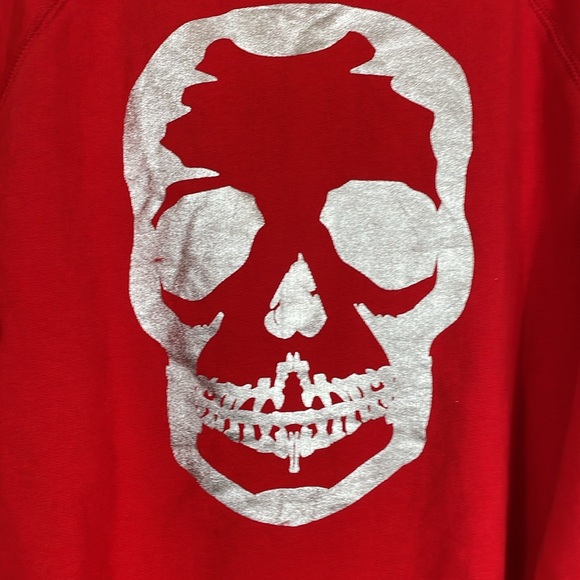 Zadig & Voltaire Red Silver Foil Skull Sweatshirt Size L NWOT - Picture 4 of 9